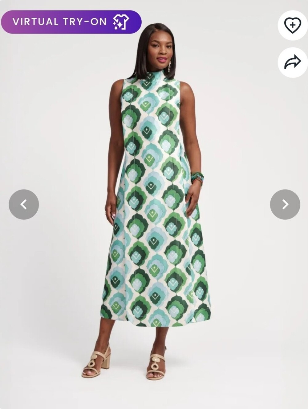Frances Valentine Green Geo-Print Maxi Dress - Size 12 - Picture 3 of 16
